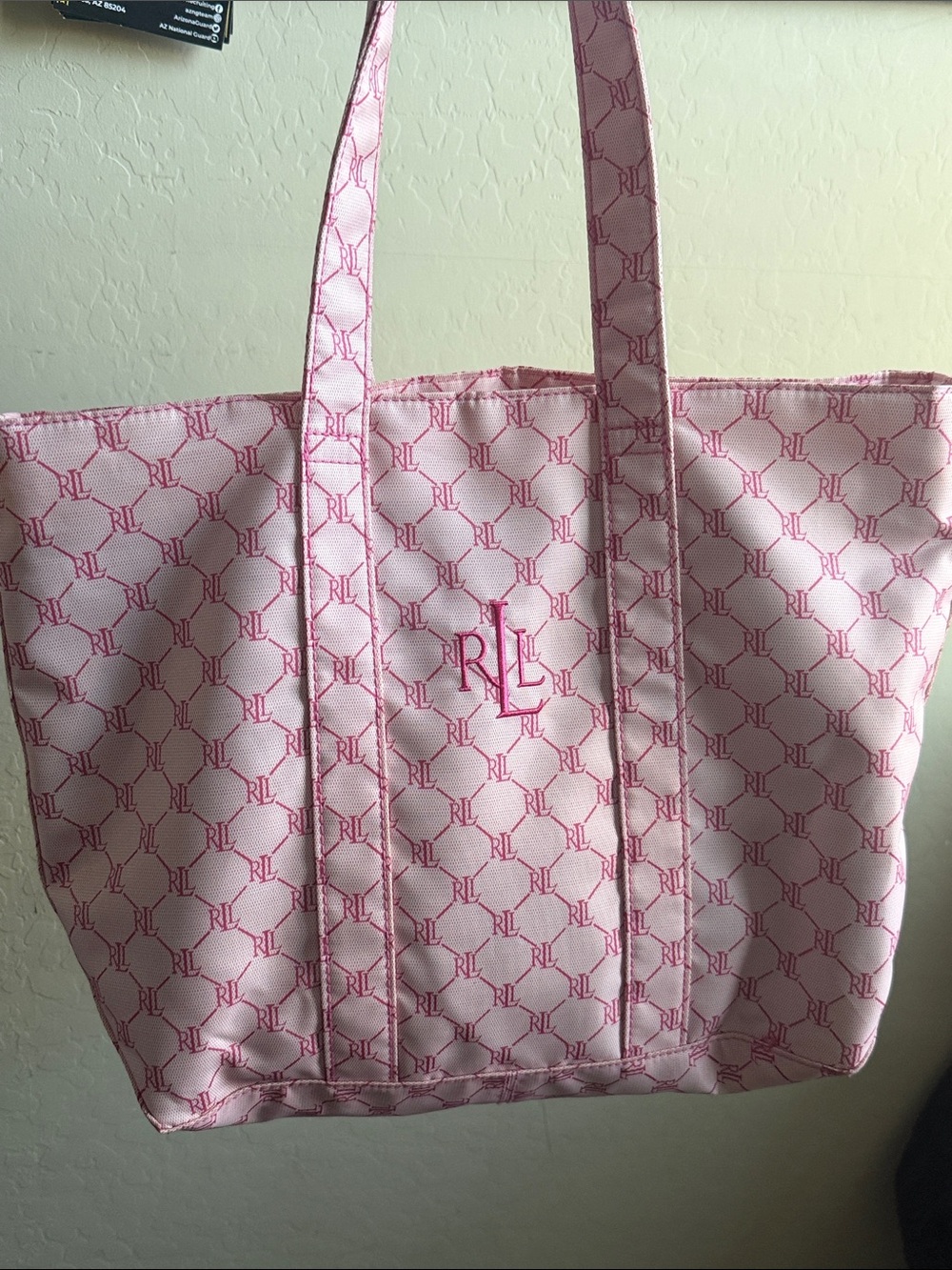 Pink Ralph Lauren Monogram Tote Bag